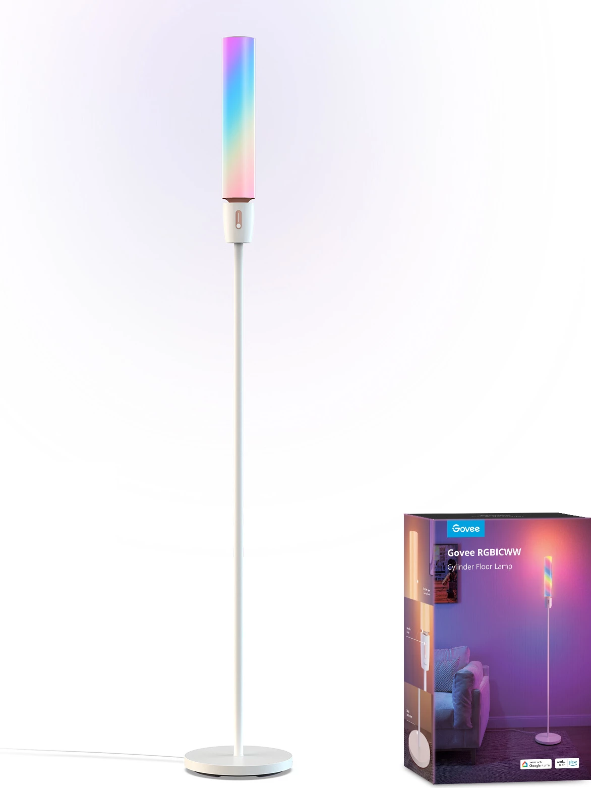 Llambë dyshemeje Govee RGBICWW Cylinder H6078, 140 cm, smart me aplikacion, prizë EU