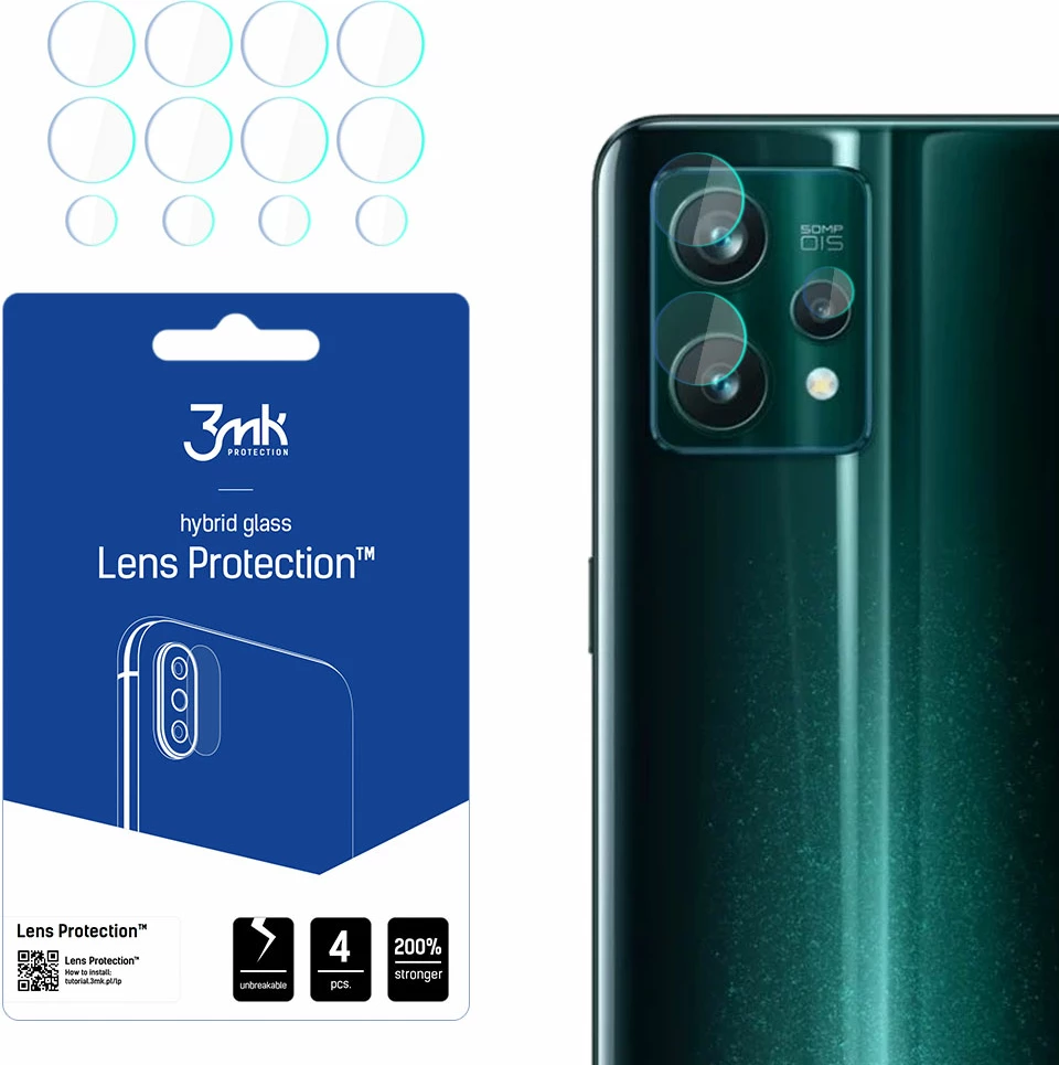 Mbrojtës xhami për lente kamerë 3mk Protection, për Realme 9 Pro+, set 4 copë