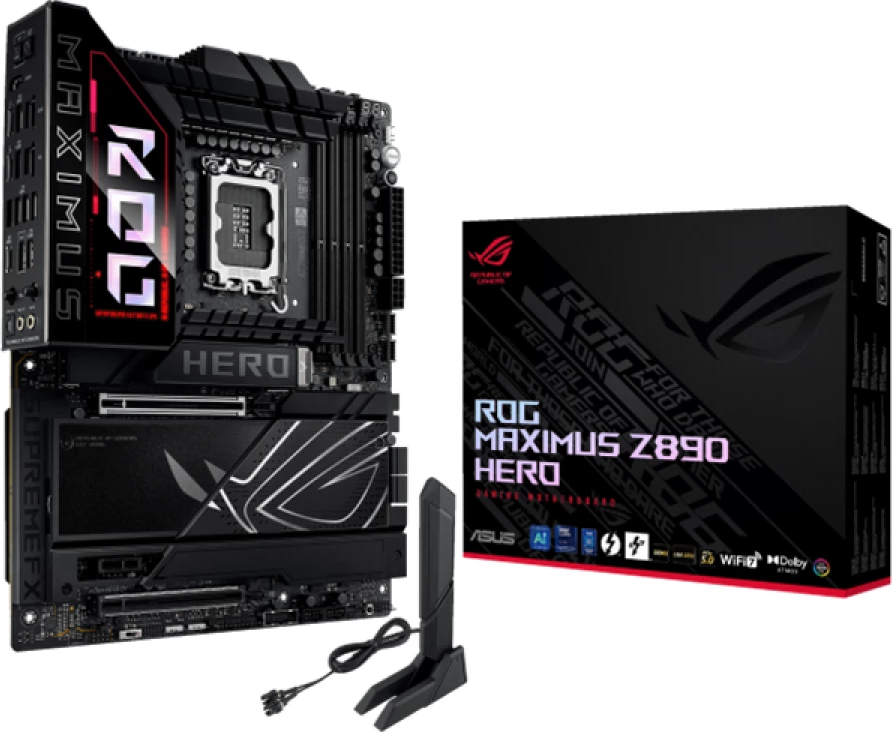 Pllakë amë ASUS ROG Maximus Z890 Hero, LGA1851, ATX, DDR5 4xDIMM, 6x M.2, PCIe 5.0, Wi‑Fi 7, Bluetooth 5.4