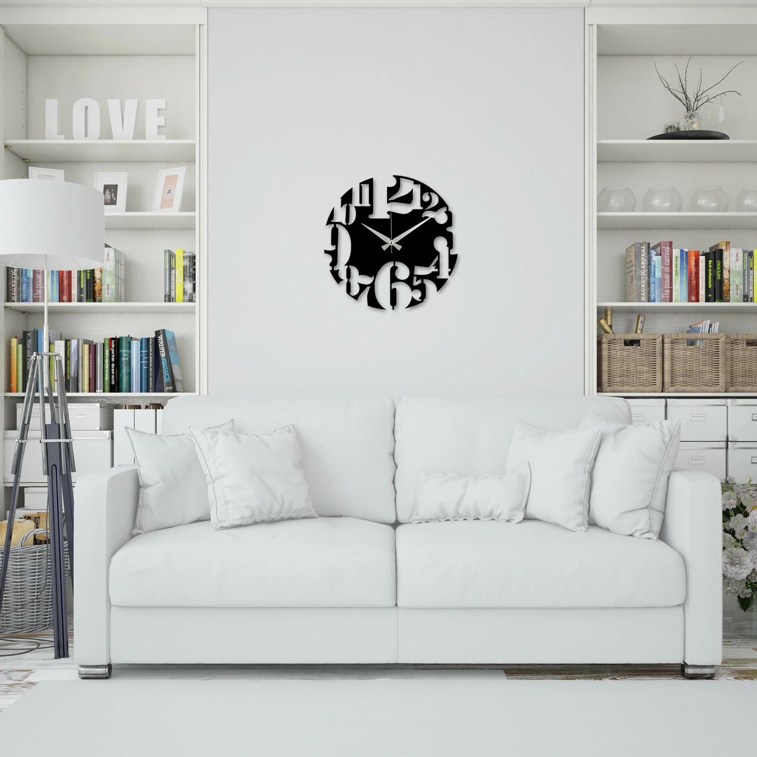 Orë muri dekorative metalike Wallity, Enzoclock - S001, e zezë, 48x48cm