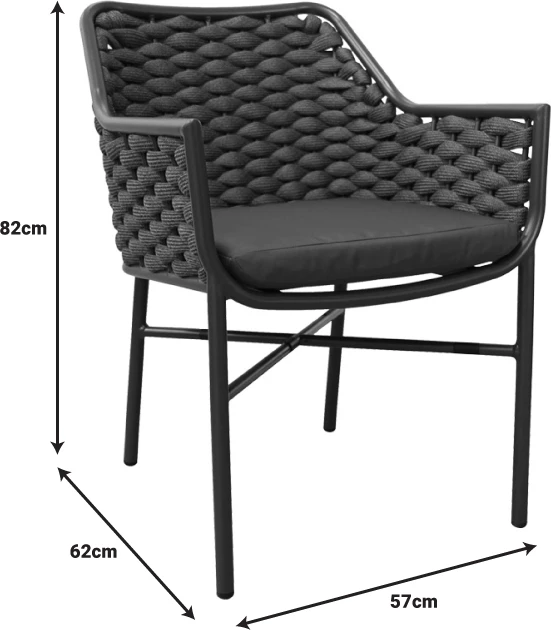 Karrige me krahë Ortegia, alumini, ngjyrë antracit, 57x62x82cm