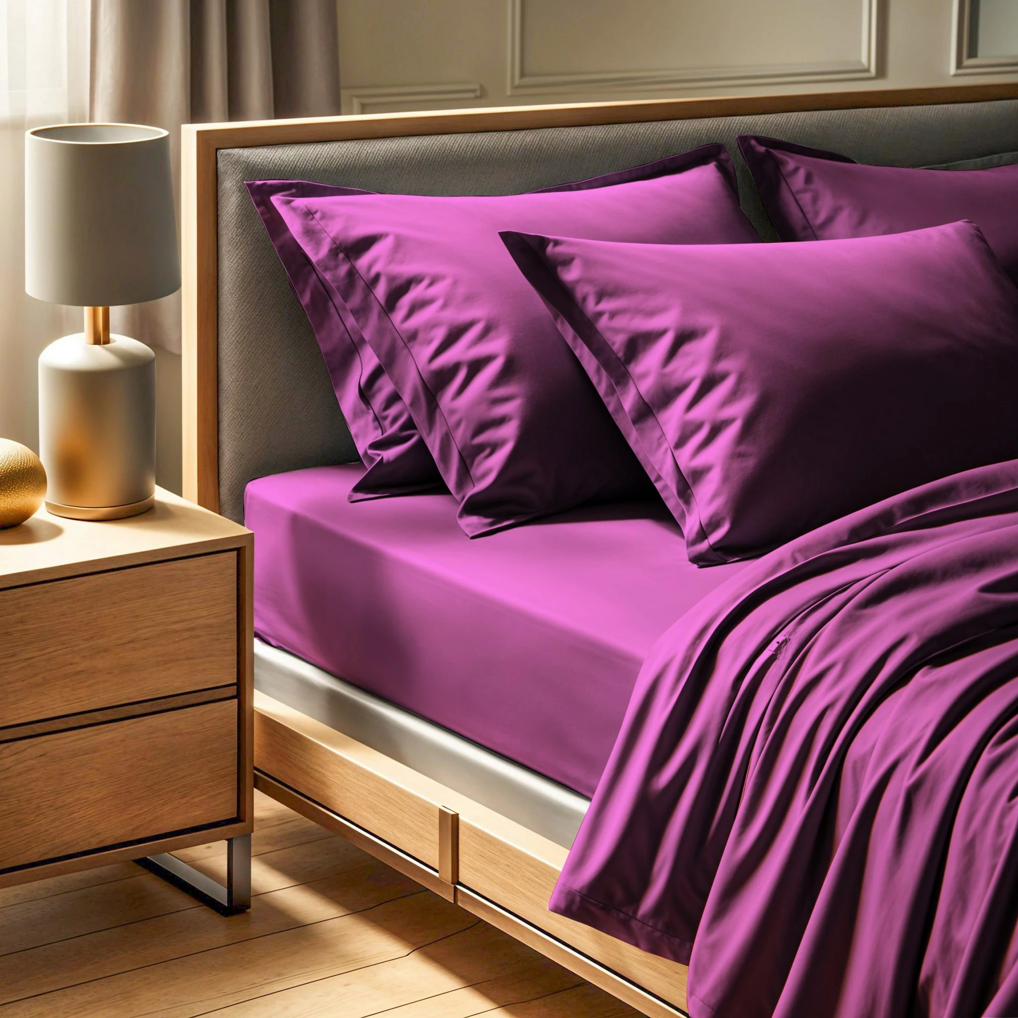 Çarçaf i vogël me lastik, ranforce, ngjyrë vjollcë, L'essentiel, 90x190+30cm