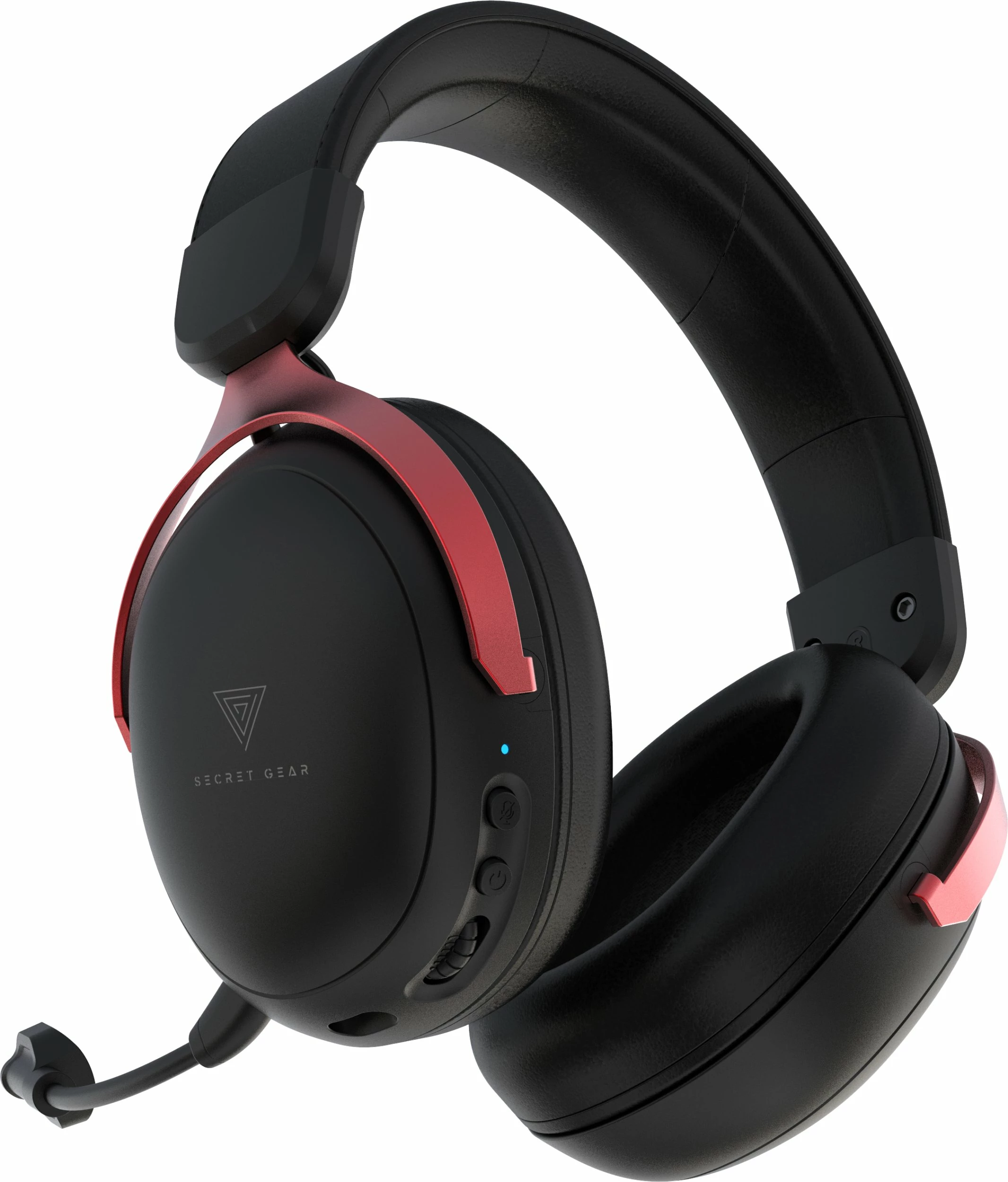 Kufje gaming Secret Gear SX1 7.1 wireless (2.4GHz/Bluetooth) + USB-C, mikrofon i shkëputshëm, Black/Red, set me transmitter 2.4G
