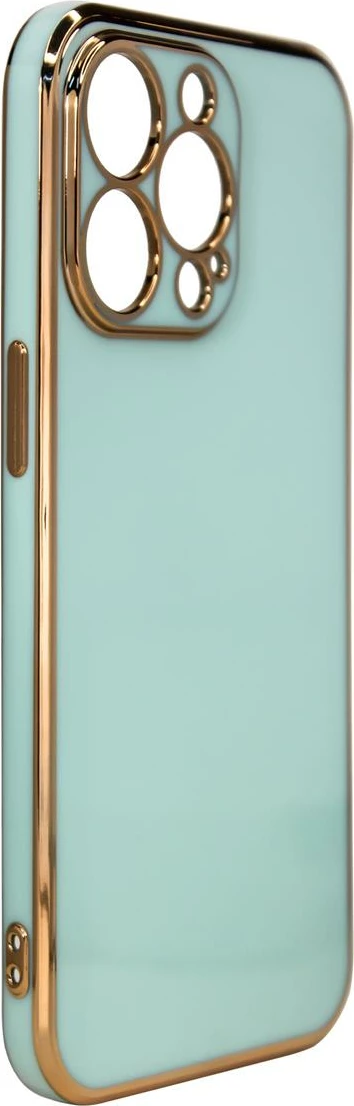 Mbështjellës Hurtel Fashion Case për iPhone 12 Pro Max, xhel, kornizë e artë, mint