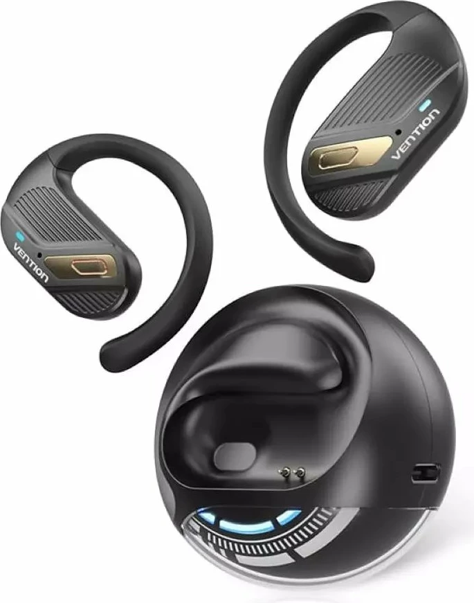 Kufje TWS Vention OpenBeat O12 NBUB0, Bluetooth 5.4, 30 orë, IPX4, zezë, set me kasë karikimi