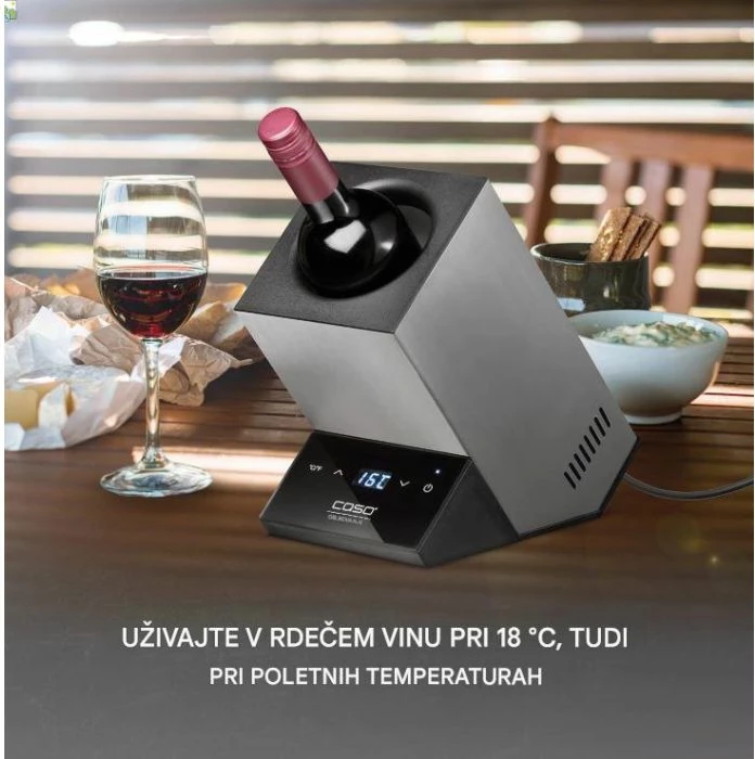 Ftohës shishe vere CASO WineCase One Inox 611, 1 shishe, 5–18°C, LED, touch, argjend/e zezë