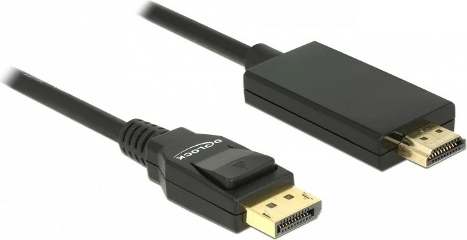 Kabëll DisplayPort në HDMI DeLOCK 85318, 3m, i zi
