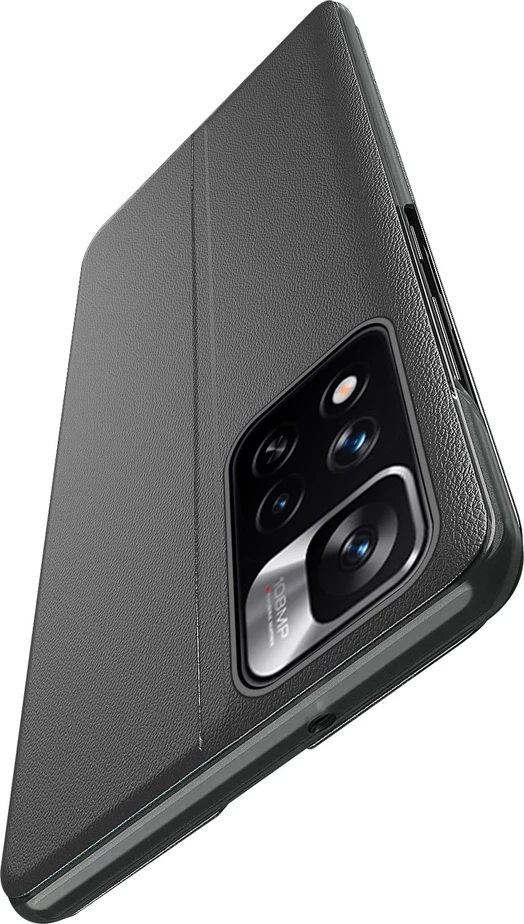 Mbështjellës Hurtel Eco Leather View Case për Xiaomi Redmi Note 11 Pro+ 5G / 11 Pro 5G / Mi11i HyperCharge / Poco X4 NFC 5G, i zi