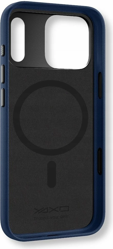 Mbështjellës Yaxo Leather Gear Slim MagSafe për iPhone 17 Pro Max, lëkurë ekologjike, Dusky Blue