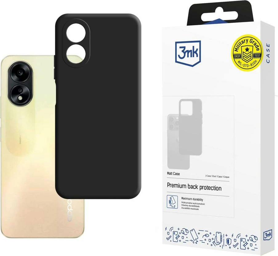 Mbështjellës 3mk Matt Case për Oppo A38, i zi