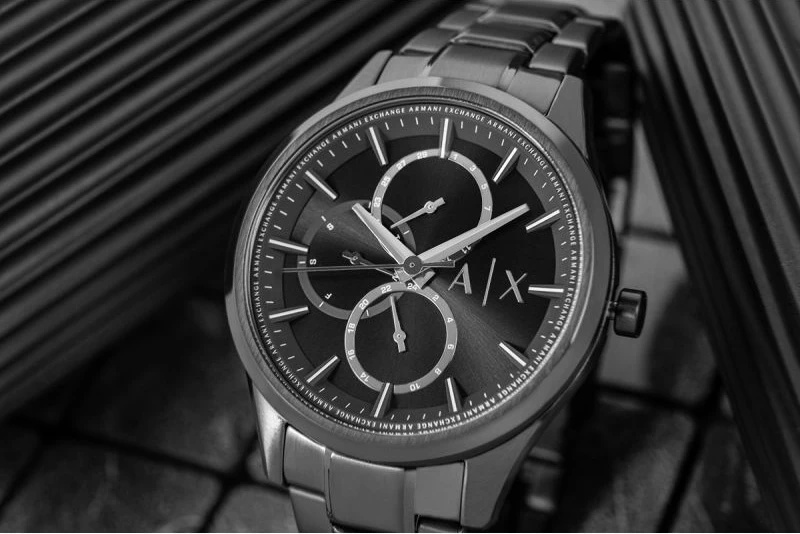 Orë dore për meshkuj Armani Exchange, e zezë