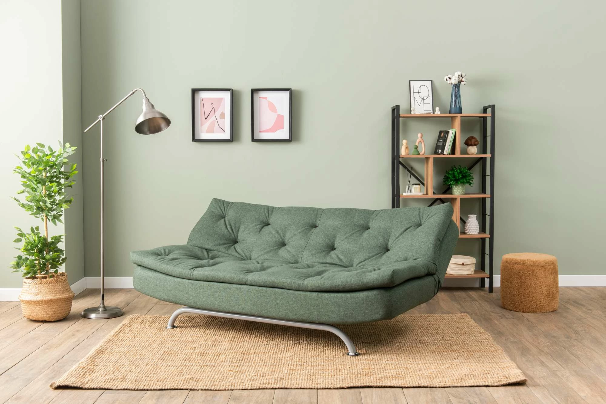 Divan-krevat treshe, ngjyrë e gjelbër, Rivo, Atelier del Sofa