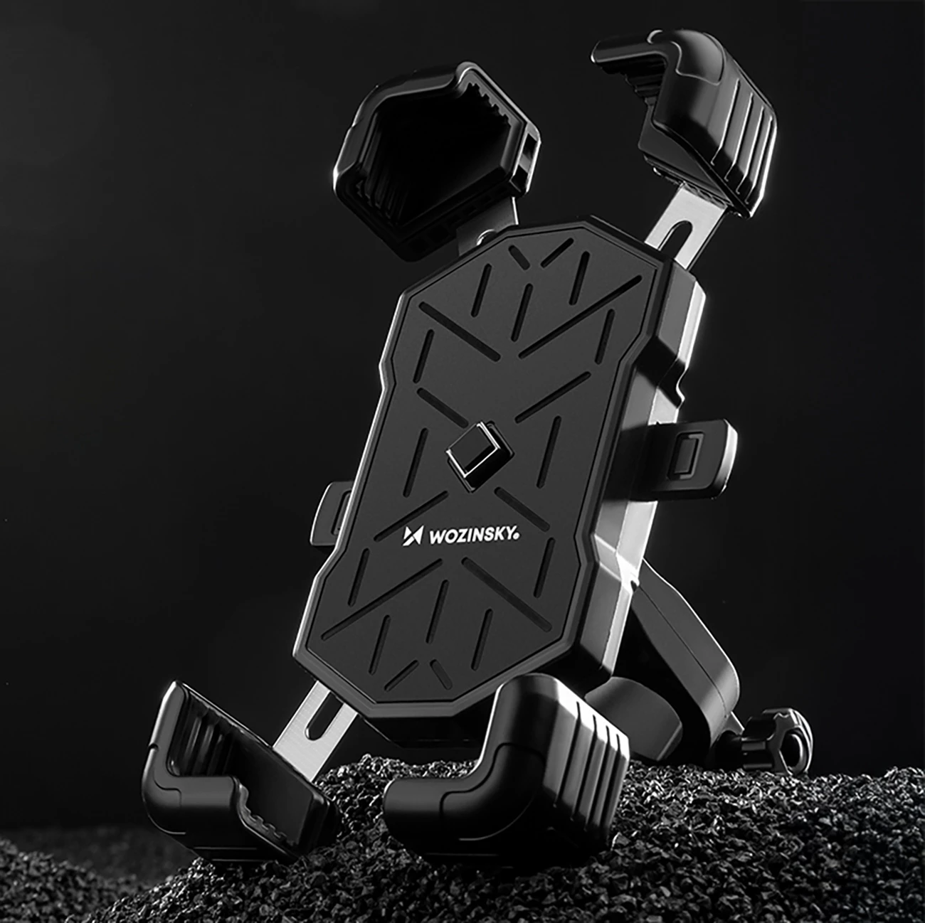 Mbajtëse telefoni për biçikletë, Wozinsky WUD-01B, për timon, 4.5-7.2", kapëse me buton lirimi, rregullim këndi, e zezë
