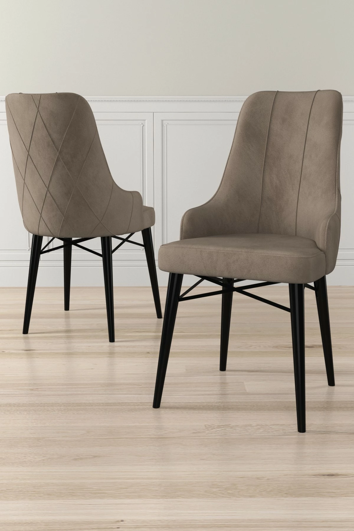 Set karrigesh (2 copë) Hanah Home, Neta, kapuçino, e zezë