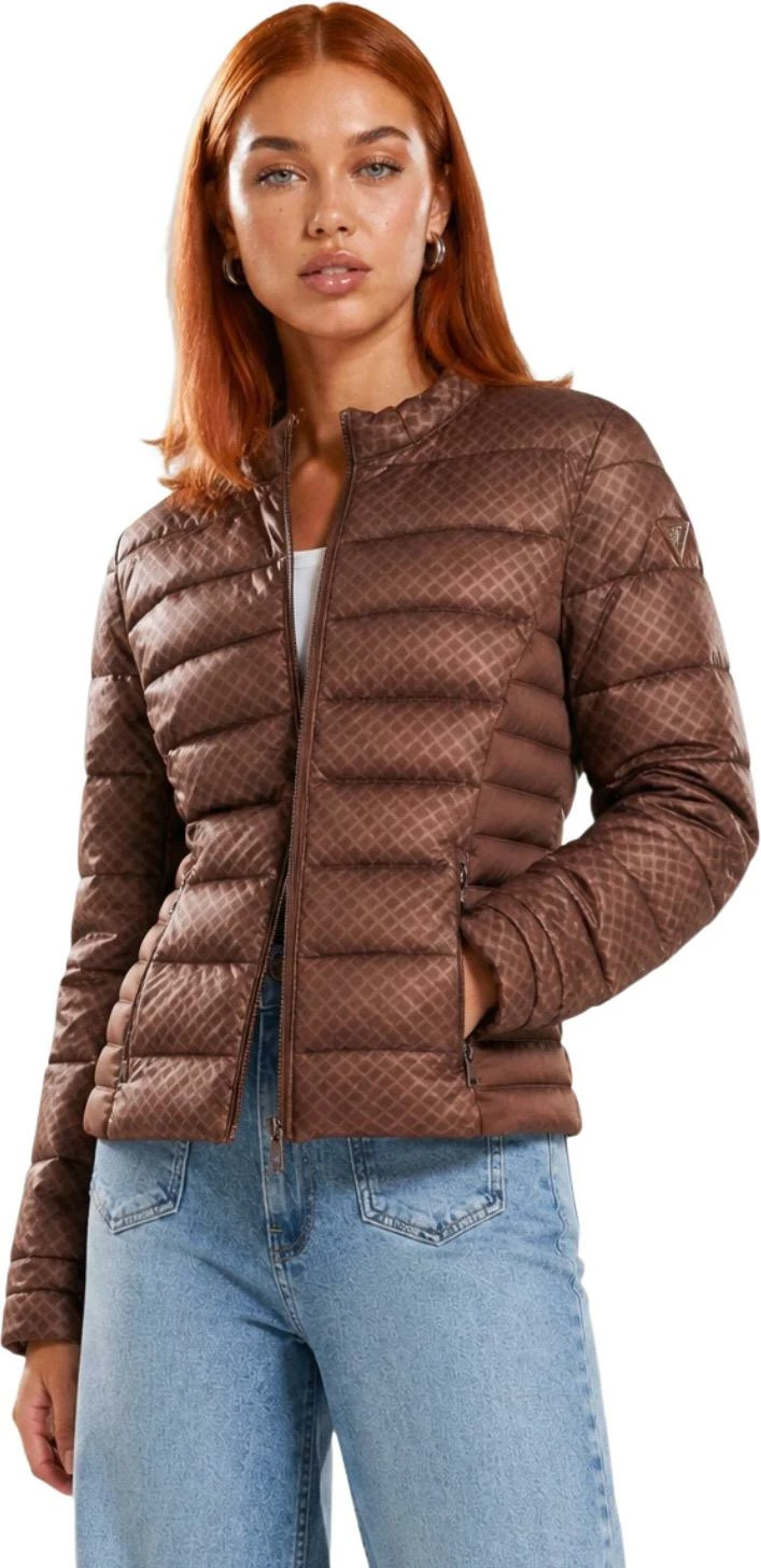 Jakne puffer për femra Guess NEW VONA BLOCK EMBOS W6YL16 W2891, kafe [Madhësia: XS]