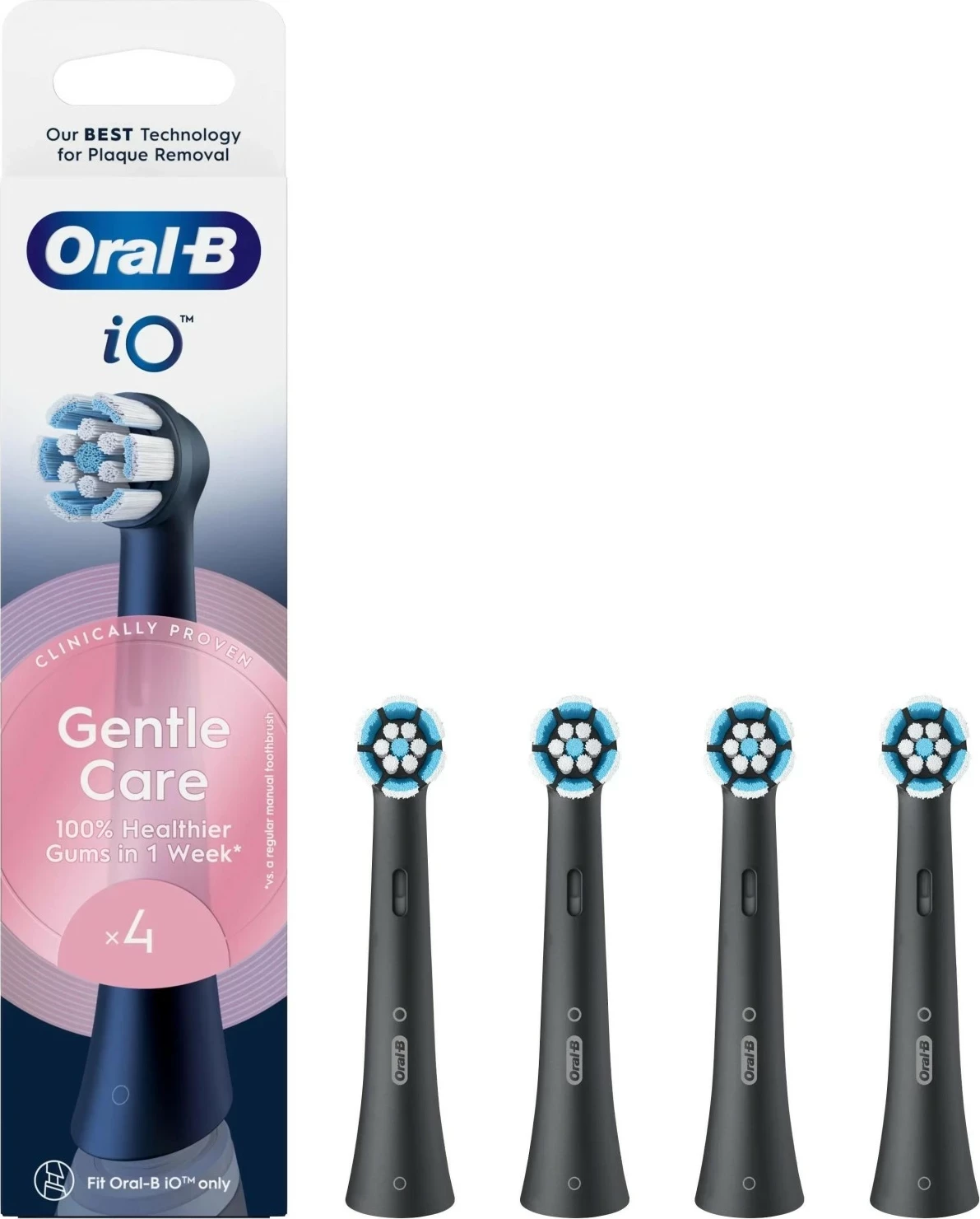 Koka rezervë për brushë dhëmbësh Oral-B iO Gentle Care, 4 copë, e zezë