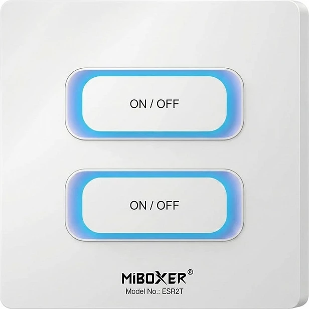 Panel kontrolli LED Miboxer ESR2T, 2-kanal, 2.4GHz, me sensor lëvizjeje dhe dimmer, i bardhë