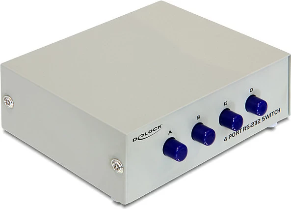 Switch RS-232 DeLOCK 87589, 4-port, manual, pa rrymë, gri