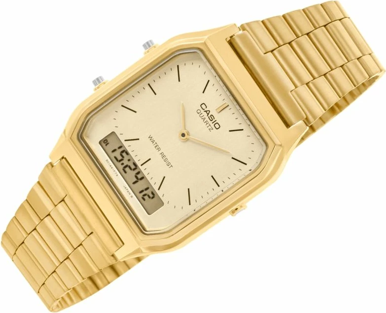 Orë dore për meshkuj Casio Vintage AQ-230GA-9DMQYES, e artë, me kuti
