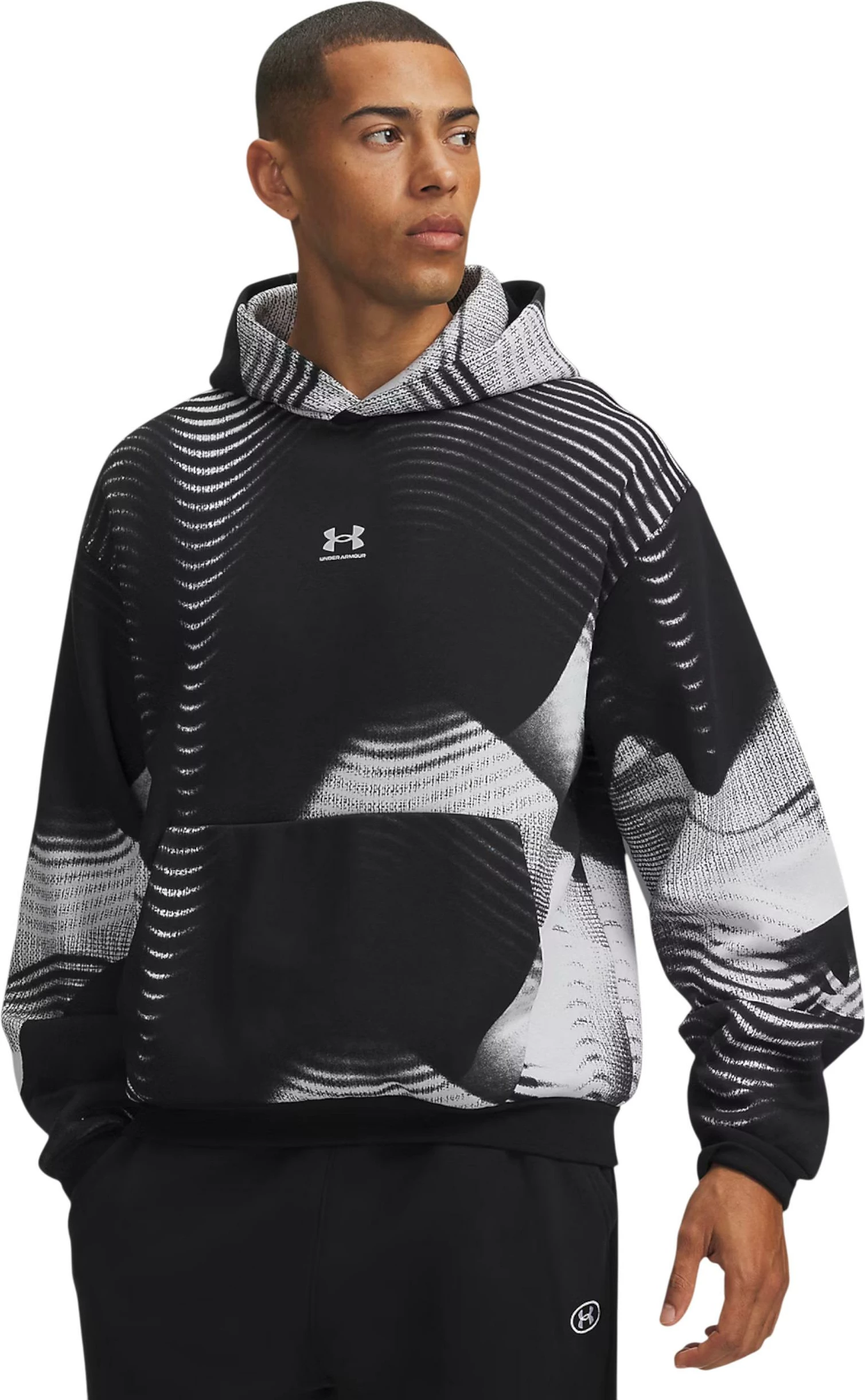 Duks me kapuç me zinxhir për meshkuj Under Armour UA Icon Fleece Printed, i zi