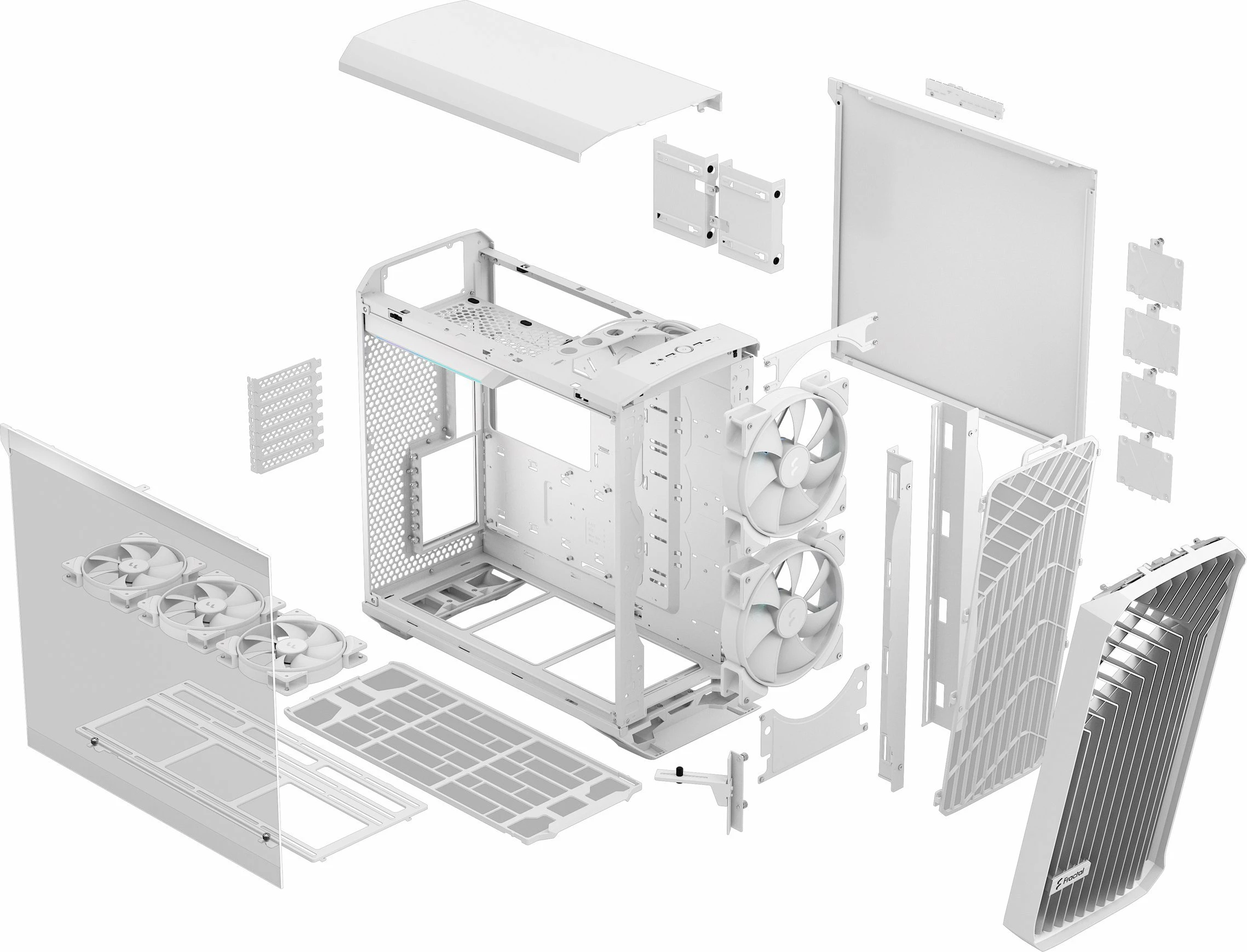 Kasë Fractal Design Torrent RGB TG Clear Tint (FD-C-TOR1A-07) Full Tower ATX/eATX, 5 ventilatorë, USB-C, e bardhë