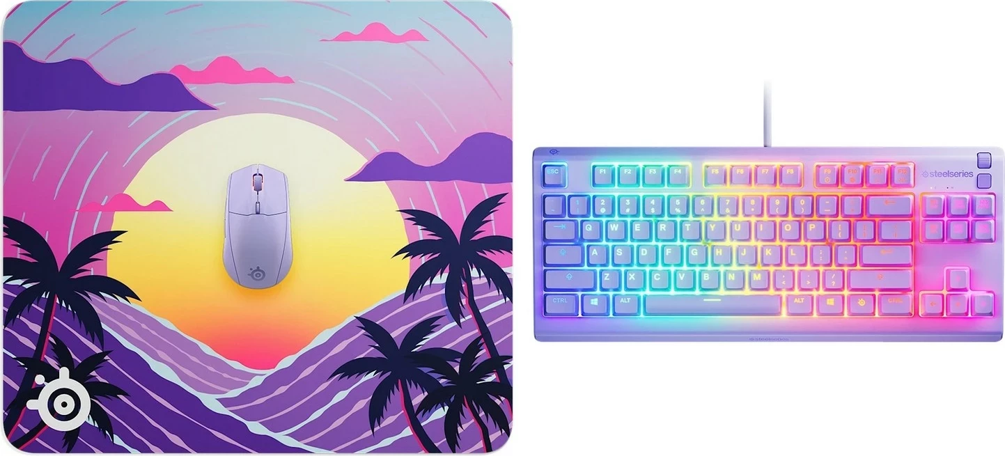 Mauspad SteelSeries QcK L Neon Sunset, 450x400mm, 2mm, shumëngjyrësh