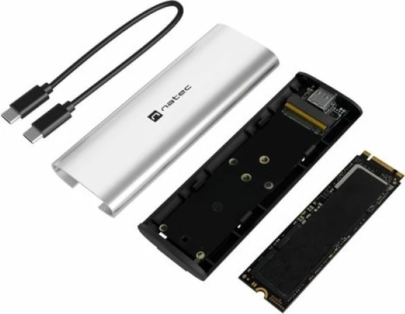 Kuti SSD NATEC Rhino M.2 NVMe Lite USB-C 3.2, argjendtë