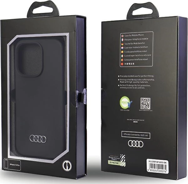 Mbështjellës Audi Silicone Case për iPhone 14 Pro 6.1", i zi