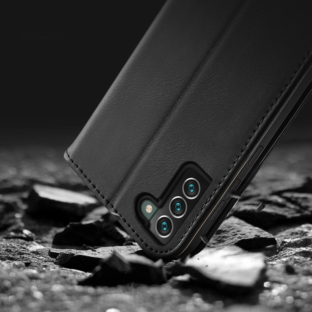 Mbështjellës Dux Ducis Hivo për Samsung Galaxy S22+, lëkurë natyrale, me xhepa, i zi
