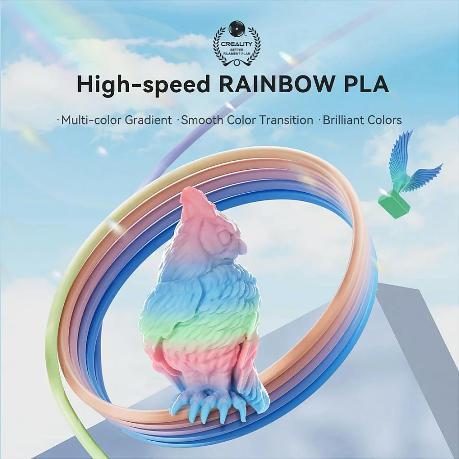 Filament PLA për printer 3D Creality Hyper Series 3301010425, 1.75mm, 1kg, Rainbow (Blu/Gjelbër/Rozë)