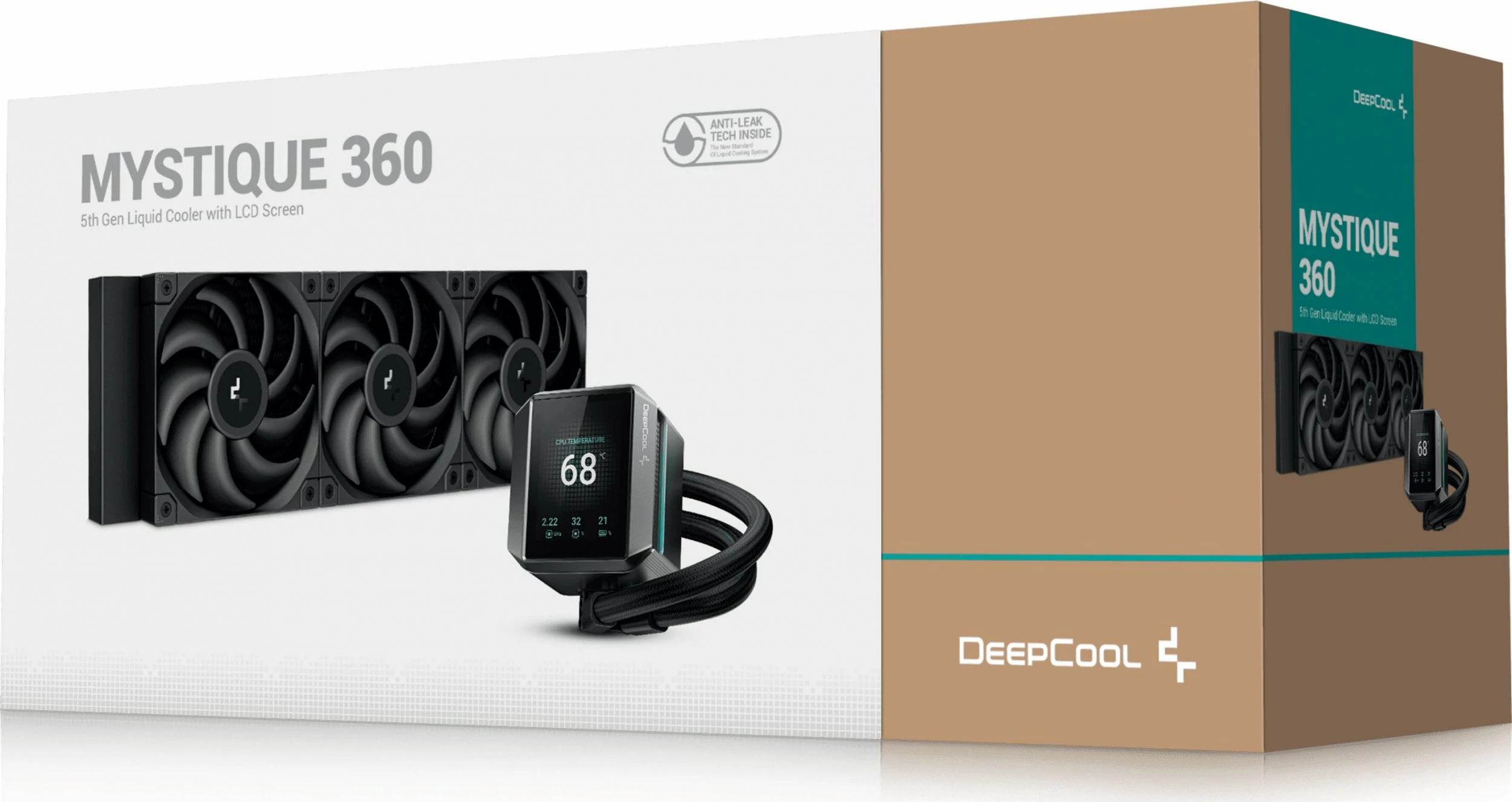 Ftohës uji AIO Deepcool Mystique 360, LCD 2.8\", ARGB, 3x120mm PWM, 360mm radiator, i zi