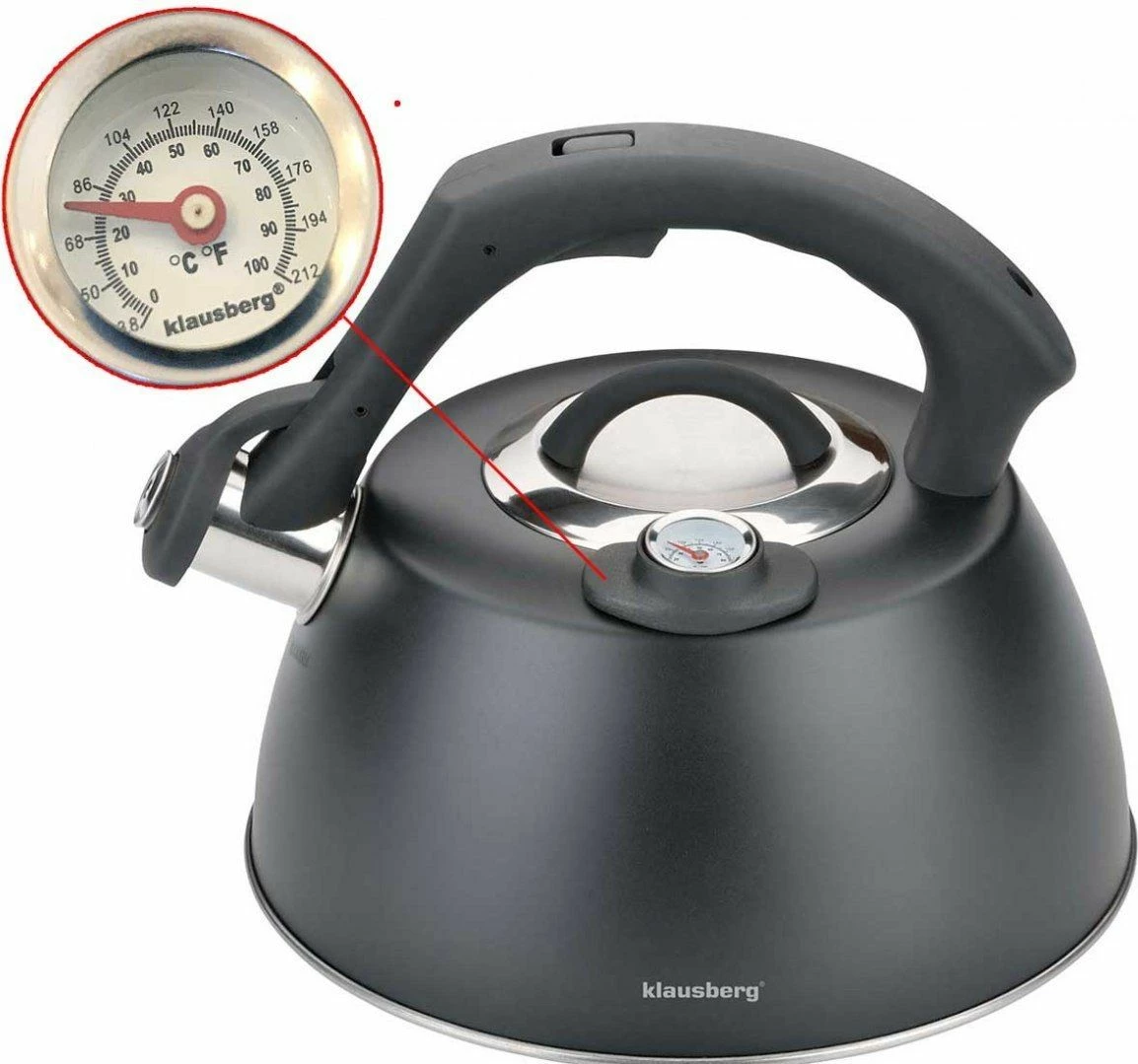 Çajnik Klausberg KB-7371 3L me termometër, i zi