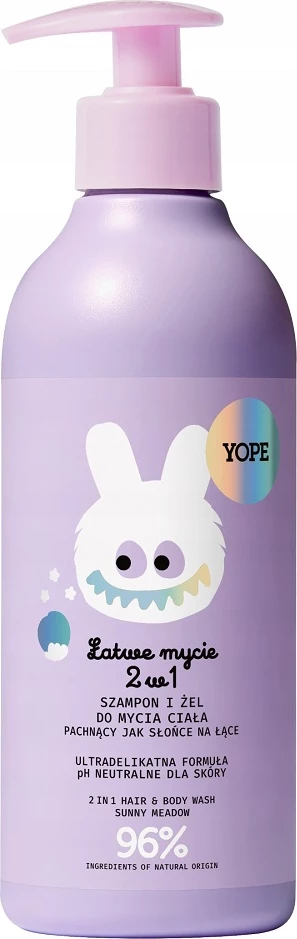 Shampon dhe xhel trupi 2-në-1 për fëmijë Yope Sun on the Meadow, 400ml