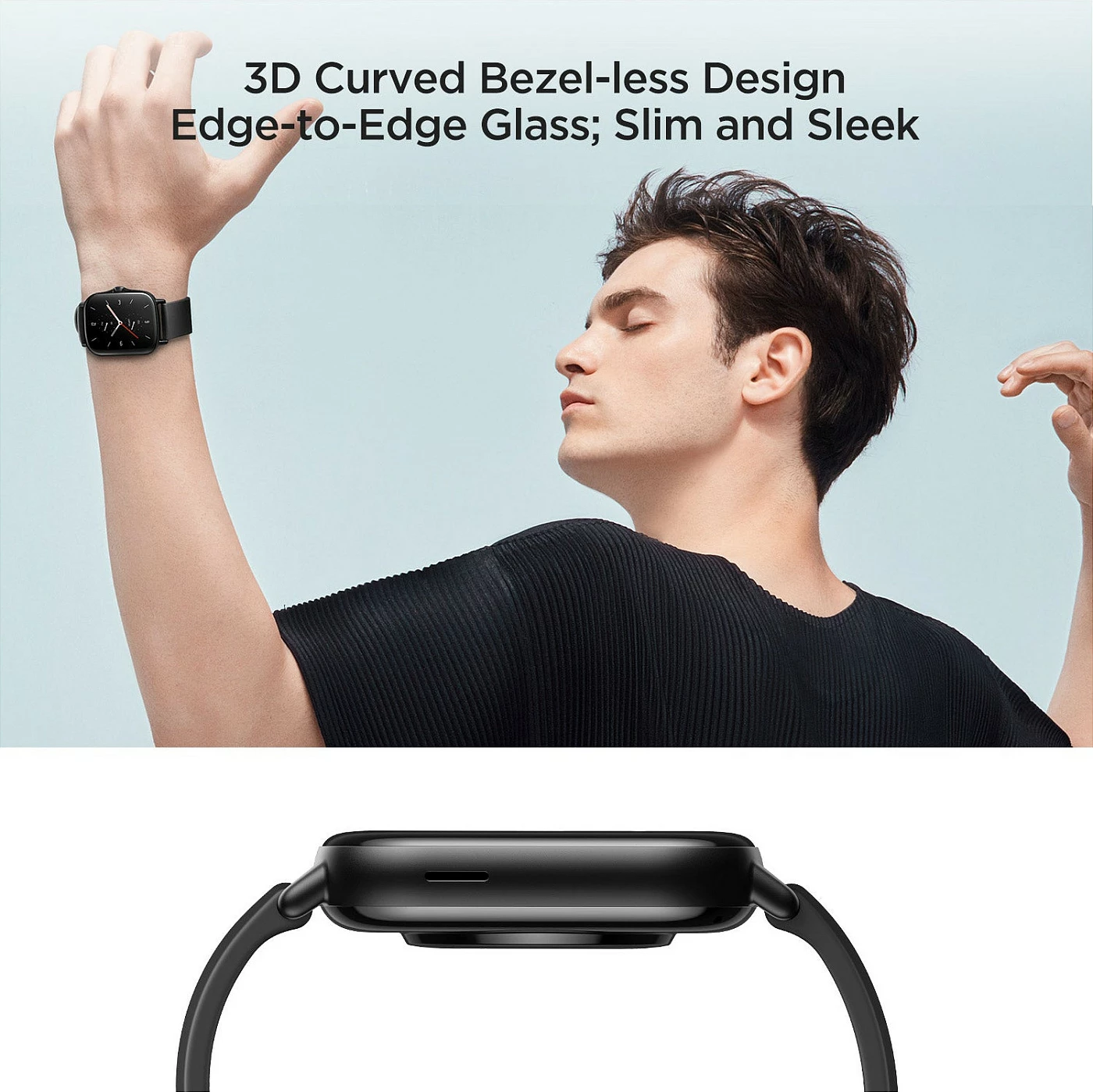 Smartwatch Amazfit GTS 2, AMOLED 1.65", GPS, 3GB muzikë, rrip silikoni, i zi