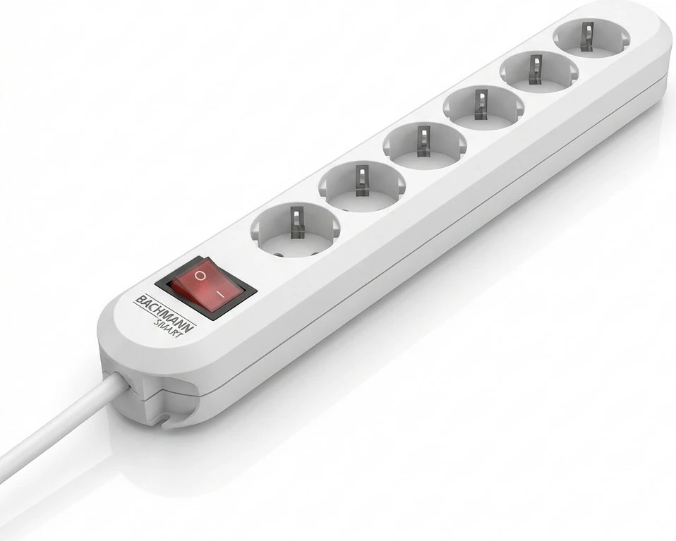 Zgjatues prizash Bachmann SMART, 6x Schuko, kabllo 3 m, i bardhë