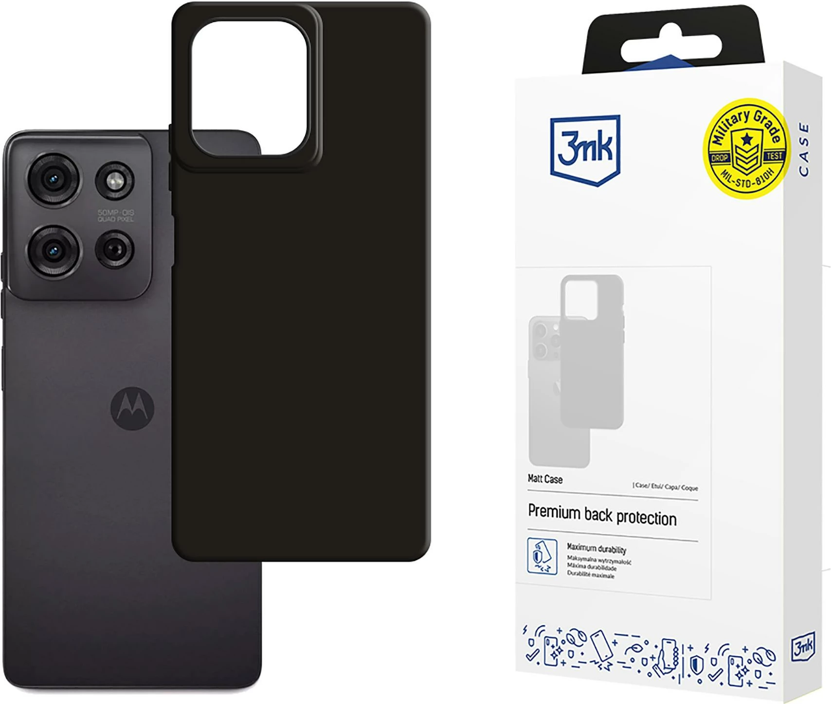 Mbështjellës 3mk Matt Case për Motorola Moto G75, i zi
