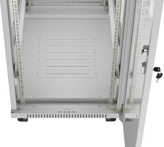 Kabinet rack LANBERG 19" 42U 600x1000, derë xhami, qëndrim, gri