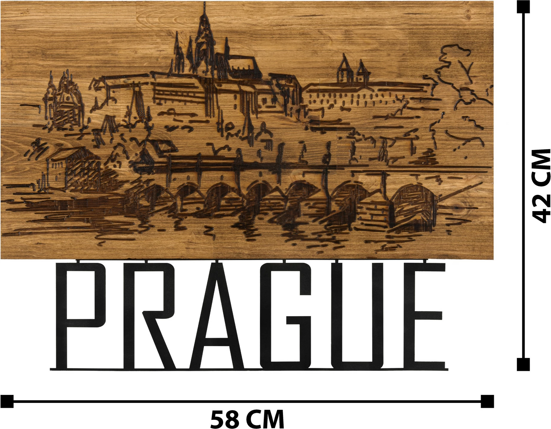Aksesor dekorativ prej druri për mur, Wallity, Pragë