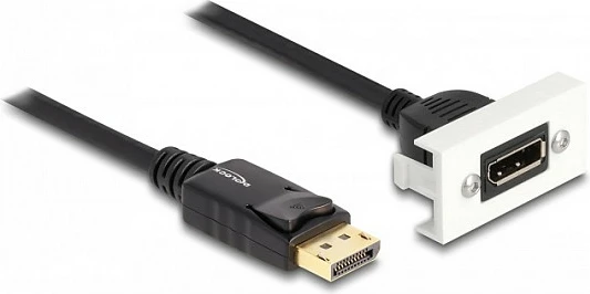 Modul DisplayPort DeLOCK Easy 45, 8K 30Hz, pigtail 1m, DP mashkull në DP femër, zi/bardhë