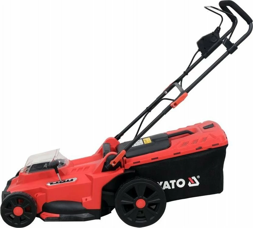 Kositëse bari me bateri Yato YT-85224 36 V, 43 cm, shportë 50 L, 2x 4.0 Ah, karikues i dyfishtë, e kuqe/zezë