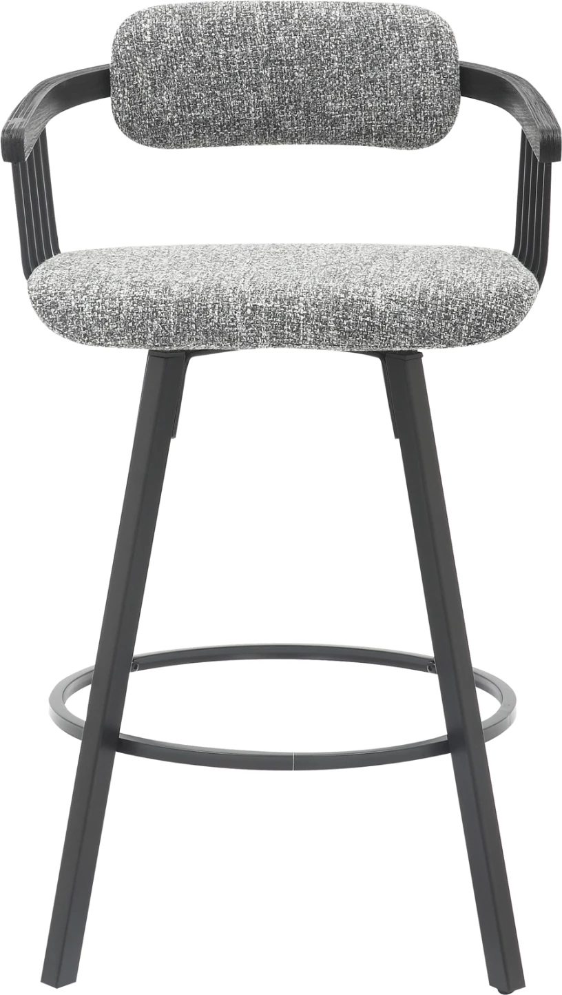Karrige për bar rrotulluese LANG FH9990.02, kornizë metali e zezë, pëlhurë gri, 51.5x48.5x89.5H cm