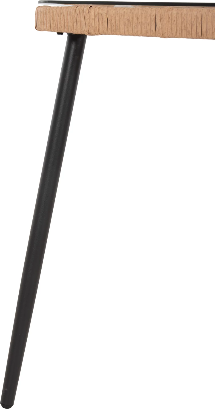 Tavolinë drejtkëndore për ngrënie, ALLEGRA, FH5537.11, metal i zi, ratan natyral, 139,5x79,5x73H cm