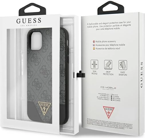 Mbështjellës Guess 4G Triangle Collection për iPhone 11/XR, 6.1", Gri