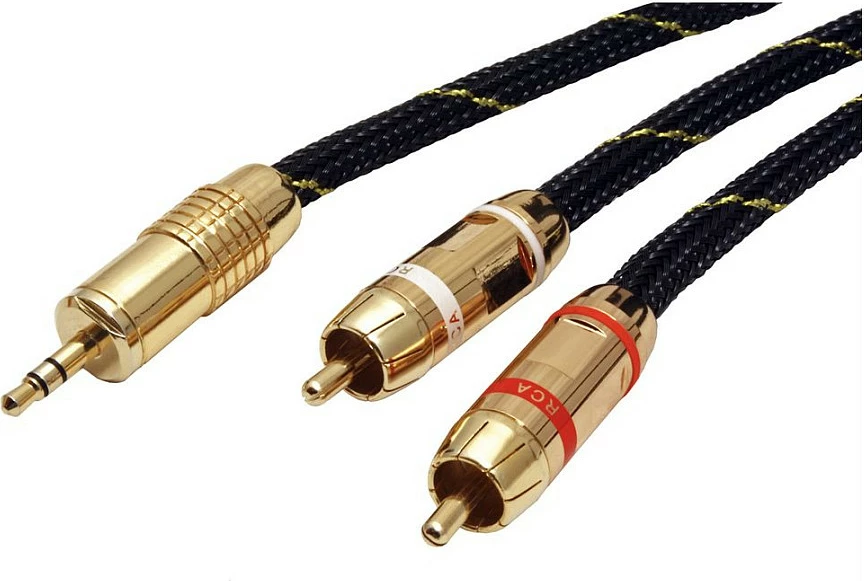 Kabllo audio ROLINE GOLD 3.5mm në 2x RCA, 5m, e zezë