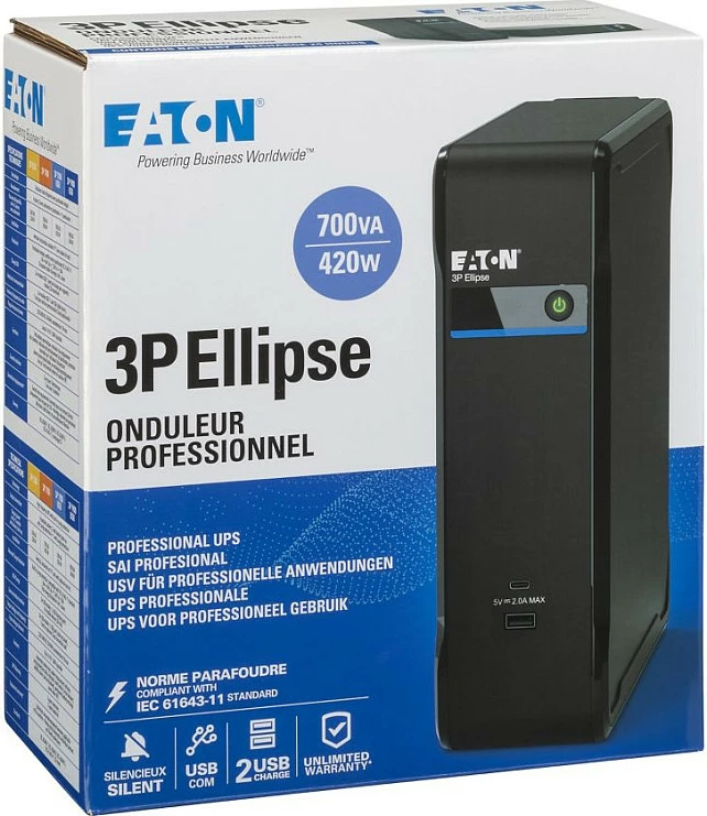 UPS Eaton 3P Ellipse 0.7 kVA / 420 W, 4 priza IEC, Tower, i zi