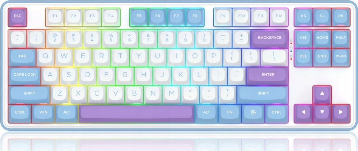 Tastierë gaming Redragon K707WBP-RGB-PRO StarBlade 80% TKL, RGB, tri-mode (USB/Bluetooth/2.4GHz), Mint Mambo switch, e bardhë