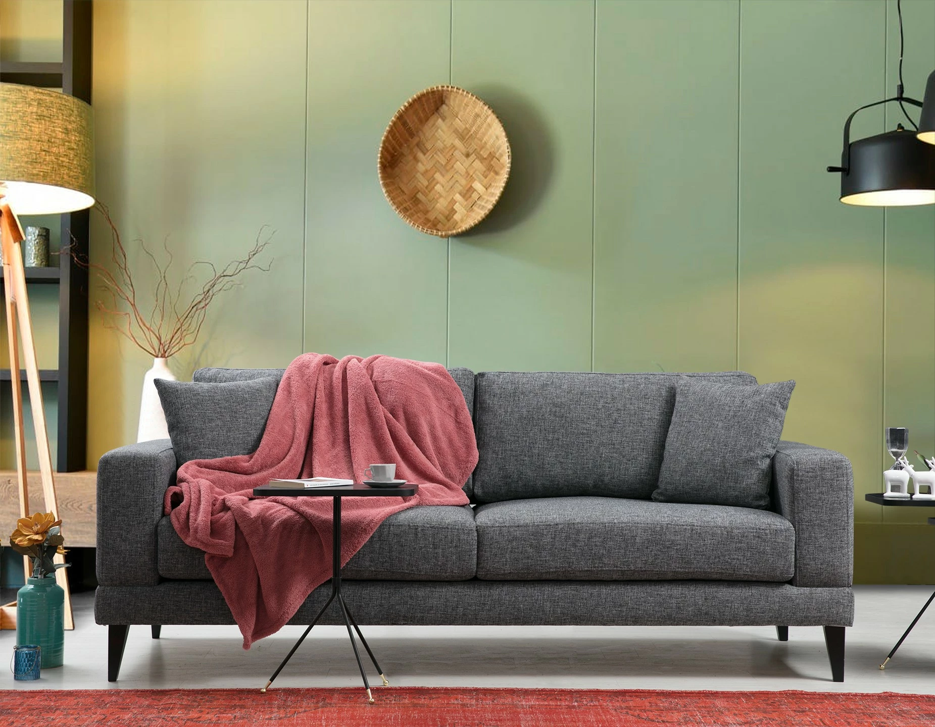 Divan-krevat treshe, ngjyrë gri e errët, Atelier del Sofa Nordic