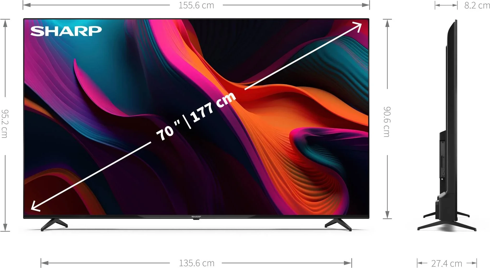 Televizor, Sharp, 70GL4260, 70" 4K UHD LED Google TV, HDMI 2.1 eARC, Dolby Vision/Atmos, frameless