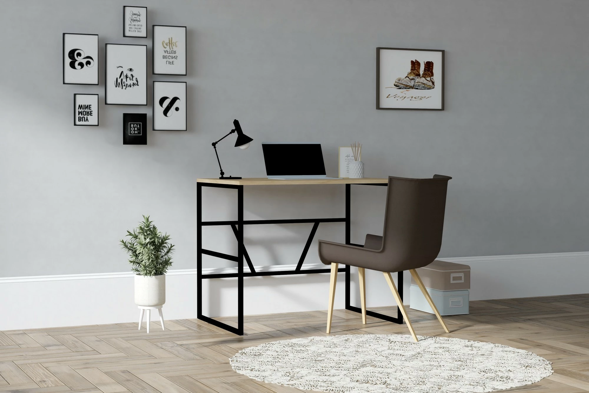 Tavolinë pune për studim, ngjyrë Sapphire Oak, Hanah Home Monea