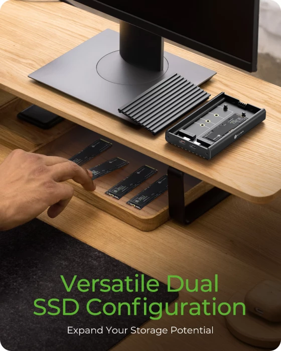 Kasë për 2x SSD M.2 NVMe ICYBOX IB-2817M-C32, USB-C 3.2 Gen 2x2, e zezë